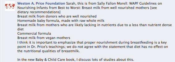 Weston A. Price's stance on breastfeeding and breastmilk