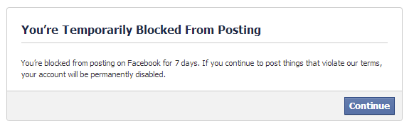 Blocked from posting for 7 days.
