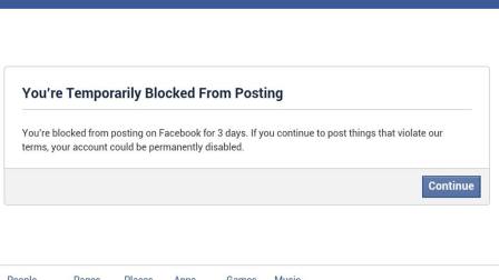 Temporarily Blocked From Posting for 3 days